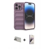 MARSİLYAN™- iPhone 13 Pro Max Kılıf Atlas Koleksiyonu - Siyah Bilvis 3D Mat Cam Ekran Koruyucu + Rainbow Kamera Lens Koruma Cam - BZ