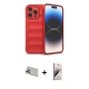 MARSİLYAN™- iPhone 13 Pro Max Kılıf Atlas Koleksiyonu - Siyah Bilvis 3D Mat Cam Ekran Koruyucu + Rainbow Kamera Lens Koruma Cam - BZ