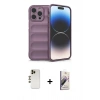 MARSİLYAN™- iPhone 13 Pro Max Kılıf Atlas Koleksiyonu - Siyah Bilvis 3D Mat Cam Ekran Koruyucu + Shine Kamera Lens - GD