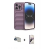 MARSİLYAN™- iPhone 13 Pro Max Kılıf Atlas Koleksiyonu - Siyah Bilvis 3D Mat Cam Ekran Koruyucu + Rainbow Kamera Lens Koruma Cam - MI