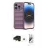 MARSİLYAN™- iPhone 13 Pro Max Kılıf Atlas Koleksiyonu - Siyah Bilvis 3D Mat Cam Ekran Koruyucu + Raze Metal Kamera Lens - GD