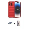 MARSİLYAN™- iPhone 13 Pro Max Kılıf Atlas Koleksiyonu - Siyah Bilvis 3D Mat Cam Ekran Koruyucu + Renkli Kamera Lens Koruma Cam - YL
