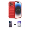 MARSİLYAN™- iPhone 13 Pro Max Kılıf Atlas Koleksiyonu - Siyah Bilvis 5in1 3D Magic Cam Ekran Koruyucu + Neon Fosforlu Kamera Lens - MI