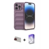 MARSİLYAN™- iPhone 13 Pro Max Kılıf Atlas Koleksiyonu - Siyah Bilvis 5in1 3D Magic Cam Ekran Koruyucu + Rainbow Kamera Lens Koruma Cam - KI