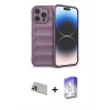 MARSİLYAN™- iPhone 13 Pro Max Kılıf Atlas Koleksiyonu - Siyah Bilvis 5in1 3D Magic Cam Ekran Koruyucu + Rainbow Kamera Lens Koruma Cam - MR