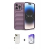 MARSİLYAN™- iPhone 13 Pro Max Kılıf Atlas Koleksiyonu - Siyah Bilvis 5in1 3D Magic Cam Ekran Koruyucu + Shine Kamera Lens - GD