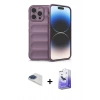 MARSİLYAN™- iPhone 13 Pro Max Kılıf Atlas Koleksiyonu - Siyah Bilvis 5in1 5D Magic Hayalet Cam Ekran Koruyucu + Pers Alüminyum Kamera Lens - LT