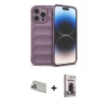 MARSİLYAN™- iPhone 13 Pro Max Kılıf Atlas Koleksiyonu - Siyah Bilvis Hayalet Cam Ekran Koruyucu + Rainbow Kamera Lens Koruma Cam - BZ