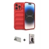 MARSİLYAN™- iPhone 13 Pro Max Kılıf Atlas Koleksiyonu - Siyah Bilvis Hayalet Cam Ekran Koruyucu + Rainbow Kamera Lens Koruma Cam - BZ