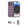 MARSİLYAN™- iPhone 13 Pro Max Kılıf Atlas Koleksiyonu - Siyah Joko 5D Cam + Rainbow Kamera Lens Koruma Cam - KI