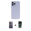 MARSİLYAN™- iPhone 13 Pro Max Kılıf Atlas Minimal Prime - Şeffaf 360 Full Body Arka Koruyucu + Beyaz Neon Fosforlu Kamera Lens