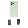 MARSİLYAN™- iPhone 13 Pro Max Kılıf Atlas Minimal Prime - Şeffaf 360 Full Body Arka Koruyucu + Yeşil Neon Fosforlu Kamera Lens
