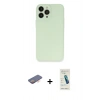 MARSİLYAN™- iPhone 13 Pro Max Kılıf Atlas Minimal Prime - Şeffaf Pasifik Cam Ekran Koruyucu + Turuncu Renkli Kamera Lens Koruma Cam