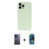 MARSİLYAN™- iPhone 13 Pro Max Kılıf Atlas Minimal Prime - Siyah 18D Cam Ekran Koruyucu + Neon Fosforlu Kamera Lens - MI
