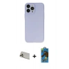 MARSİLYAN™- iPhone 13 Pro Max Kılıf Atlas Minimal Prime - Siyah 18D Cam Ekran Koruyucu + Rainbow Kamera Lens Koruma Cam - REGD