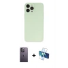MARSİLYAN™- iPhone 13 Pro Max Kılıf Atlas Minimal Prime - Siyah 3D Antistatik Cam Ekran Koruyucu + Neon Fosforlu Kamera Lens - BZ