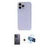 MARSİLYAN™- iPhone 13 Pro Max Kılıf Atlas Minimal Prime - Siyah 3D Antistatik Cam Ekran Koruyucu + Neon Fosforlu Kamera Lens - MI