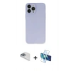 MARSİLYAN™- iPhone 13 Pro Max Kılıf Atlas Minimal Prime - Siyah 3D Antistatik Cam Ekran Koruyucu + Pers Alüminyum Kamera Lens - SABE