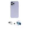 MARSİLYAN™- iPhone 13 Pro Max Kılıf Atlas Minimal Prime - Siyah 3D Antistatik Cam Ekran Koruyucu + Pers Alüminyum Kamera Lens - GI