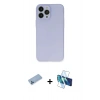 MARSİLYAN™- iPhone 13 Pro Max Kılıf Atlas Minimal Prime - Siyah 3D Antistatik Cam Ekran Koruyucu + Shine Kamera Lens Koruma Cam - MI
