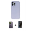 MARSİLYAN™- iPhone 13 Pro Max Kılıf Atlas Minimal Prime - Siyah 3D Antistatik Hayalet Cam Ekran Koruyucu + Neon Fosforlu Kamera Lens - YL