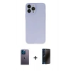 MARSİLYAN™- iPhone 13 Pro Max Kılıf Atlas Minimal Prime - Siyah 3D Antistatik Hayalet Cam Ekran Koruyucu + Neon Fosforlu Kamera Lens - MI