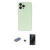MARSİLYAN™- iPhone 13 Pro Max Kılıf Atlas Minimal Prime - Siyah 3D Antistatik Hayalet Cam Ekran Koruyucu + Yeşil Renkli Kamera Lens Koruma Cam