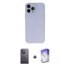 MARSİLYAN™- iPhone 13 Pro Max Kılıf Atlas Minimal Prime - Siyah Bilvis 5in1 3D Magic Cam Ekran Koruyucu + Neon Fosforlu Kamera Lens - BZ