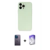 MARSİLYAN™- iPhone 13 Pro Max Kılıf Atlas Minimal Prime - Siyah Bilvis 5in1 3D Magic Cam Ekran Koruyucu + Neon Fosforlu Kamera Lens - MI
