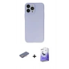 MARSİLYAN™- iPhone 13 Pro Max Kılıf Atlas Minimal Prime - Siyah Bilvis 5in1 5D Magic Hayalet Cam Ekran Koruyucu + Renkli Kamera Lens Koruma Cam - PE