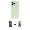 MARSİLYAN™- iPhone 13 Pro Max Kılıf Atlas Minimal Prime - Siyah Bilvis Hayalet Cam Ekran Koruyucu + Neon Fosforlu Kamera Lens - BZ