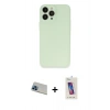 MARSİLYAN™- iPhone 13 Pro Max Kılıf Atlas Minimal Prime - Siyah Joko 5D Cam + Mavi Rainbow Kamera Lens Koruma Cam