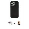 MARSİLYAN™- iPhone 13 Pro Max Kılıf Çekirdek Çizgi - Şeffaf Maxco Cam Ekran Koruyucu + Gökkuşağı Pers Alüminyum Kamera Lens