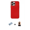 MARSİLYAN™- iPhone 13 Pro Max Kılıf Çekirdek Çizgi - Şeffaf Maxco Cam Ekran Koruyucu + Mavi Shine Kamera Lens Koruma Cam