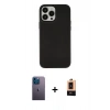 MARSİLYAN™- iPhone 13 Pro Max Kılıf Çekirdek Çizgi - Şeffaf Maxco Cam Ekran Koruyucu + Neon Fosforlu Kamera Lens - MI