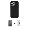 MARSİLYAN™- iPhone 13 Pro Max Kılıf Çekirdek Çizgi - Şeffaf Pasifik Cam Ekran Koruyucu + Neon Fosforlu Kamera Lens - BZ