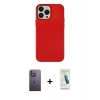 MARSİLYAN™- iPhone 13 Pro Max Kılıf Çekirdek Çizgi - Şeffaf Pasifik Cam Ekran Koruyucu + Neon Fosforlu Kamera Lens - BZ
