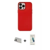 MARSİLYAN™- iPhone 13 Pro Max Kılıf Çekirdek Çizgi - Şeffaf Pasifik Cam Ekran Koruyucu + Rainbow Kamera Lens Koruma Cam - BZ