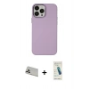 MARSİLYAN™- iPhone 13 Pro Max Kılıf Çekirdek Çizgi - Şeffaf Pasifik Cam Ekran Koruyucu + Rainbow Kamera Lens Koruma Cam - BZ