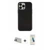 MARSİLYAN™- iPhone 13 Pro Max Kılıf Çekirdek Çizgi - Şeffaf Pasifik Cam Ekran Koruyucu + Rainbow Kamera Lens Koruma Cam - BZ