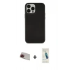 MARSİLYAN™- iPhone 13 Pro Max Kılıf Çekirdek Çizgi - Şeffaf Pasifik Cam Ekran Koruyucu + Kırmızı Rainbow Kamera Lens Koruma Cam
