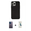 MARSİLYAN™- iPhone 13 Pro Max Kılıf Çekirdek Çizgi - Şeffaf Pasifik Cam Ekran Koruyucu + Neon Fosforlu Kamera Lens - MI