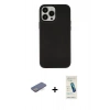 MARSİLYAN™- iPhone 13 Pro Max Kılıf Çekirdek Çizgi - Şeffaf Pasifik Cam Ekran Koruyucu + Mavi Renkli Kamera Lens Koruma Cam