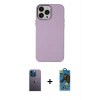 MARSİLYAN™- iPhone 13 Pro Max Kılıf Çekirdek Çizgi - Siyah 18D Cam Ekran Koruyucu + Neon Fosforlu Kamera Lens - MI