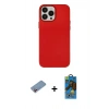 MARSİLYAN™- iPhone 13 Pro Max Kılıf Çekirdek Çizgi - Siyah 18D Cam Ekran Koruyucu + Pembe Shine Kamera Lens Koruma Cam