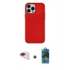 MARSİLYAN™- iPhone 13 Pro Max Kılıf Çekirdek Çizgi - Siyah 18D Cam Ekran Koruyucu + Pers Alüminyum Kamera Lens - KI