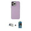 MARSİLYAN™- iPhone 13 Pro Max Kılıf Çekirdek Çizgi - Siyah 18D Cam Ekran Koruyucu + Rainbow Kamera Lens Koruma Cam - MI
