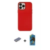 MARSİLYAN™- iPhone 13 Pro Max Kılıf Çekirdek Çizgi - Siyah 18D Cam Ekran Koruyucu + Sarı Renkli Kamera Lens Koruma Cam