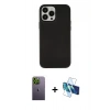 MARSİLYAN™- iPhone 13 Pro Max Kılıf Çekirdek Çizgi - Siyah 3D Antistatik Cam Ekran Koruyucu + Neon Fosforlu Kamera Lens - YL