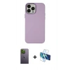 MARSİLYAN™- iPhone 13 Pro Max Kılıf Çekirdek Çizgi - Siyah 3D Antistatik Cam Ekran Koruyucu + Neon Fosforlu Kamera Lens - YL